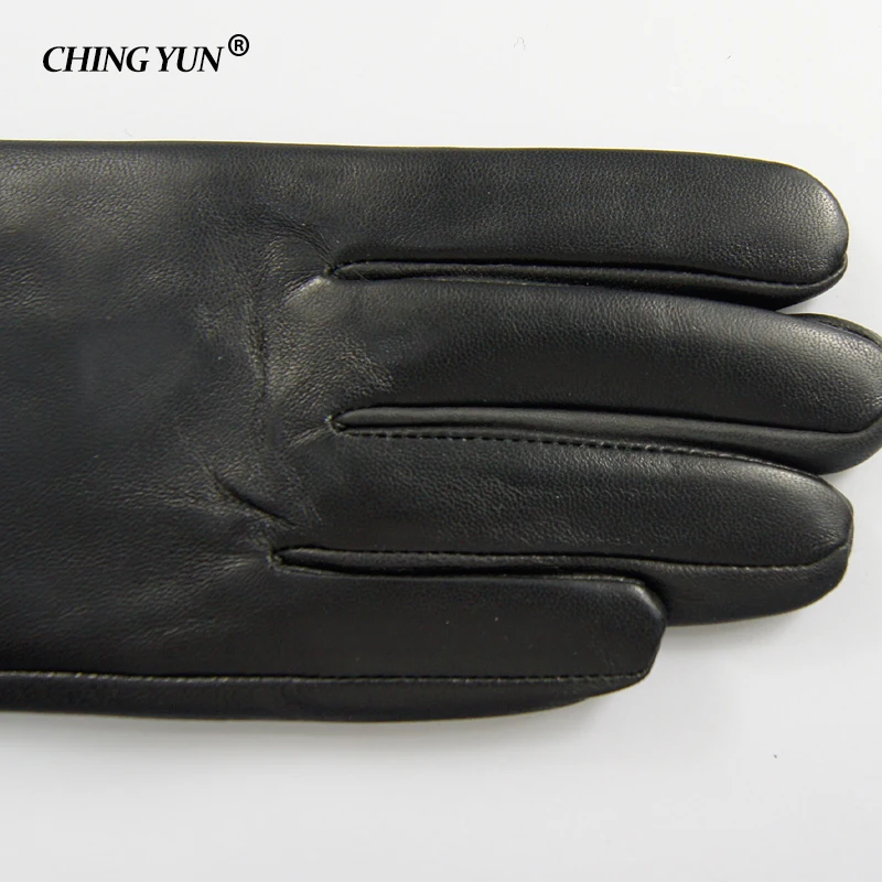 Winter Warm Long Sleeved Gloves Women\'s Arm Sleeves Genuine Leather Sheepskin Cashmere Lady Mittens Many Riveted Buttons Gloves