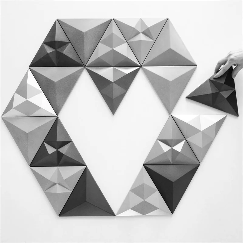 Triangular cement wall brick silica gel mould concrete concave and convex TV background wall decoration mould