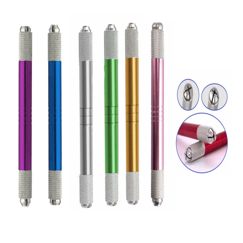 

Ручка для микроблейдинга с двумя головками, ручка для микроблейдинга, профессиональная ручка для татуировки бровей Tebori, пистолет для перманентного макияжа