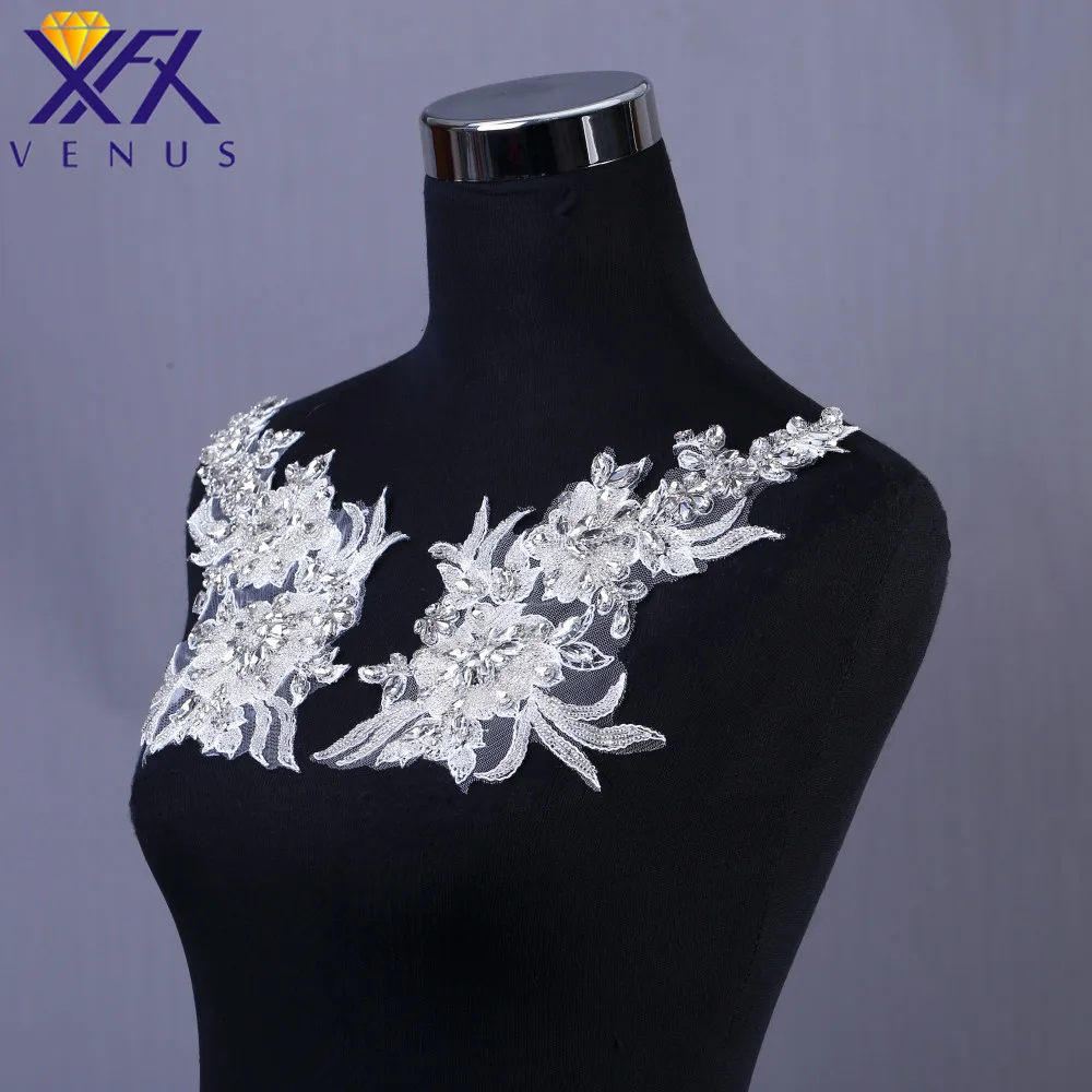 

XFX Венера 1 пара, ручная работа, бисер, небольшие нашивки, стразы, кристальная отделка, свадебная аппликация, дизайн, нашивка, шитье для бального платья