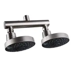 Bathroom Shower arm with Shower Head Double Outlet Manifold with 5 Function Sprayers Metal Swivel Ball Joint, Brushed Nickel