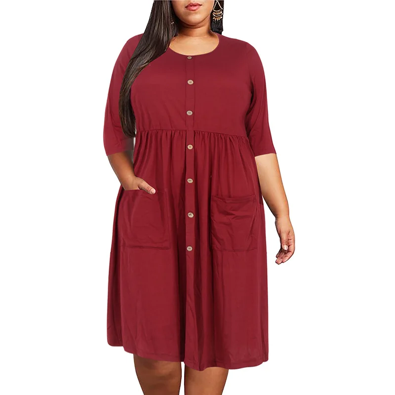 Vestido holgado de talla grande 9XL para mujer, ropa de verano con diseño de bolsillo, sólido, 2022
