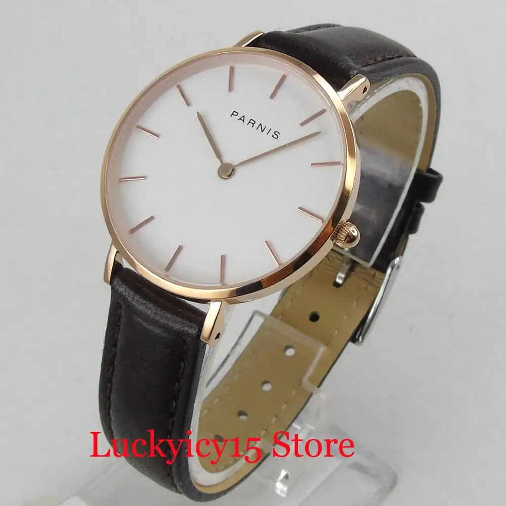 

Dress Fashion 32mm Lady Women's Quartz Watch With Sapphire Crystal Black Strap Golden Marks