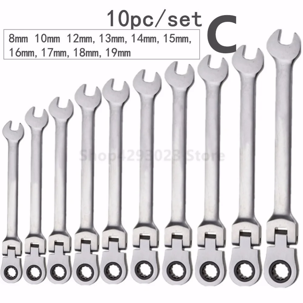 Onnfang Fixed Head Ratcheting Wrench Sets Ratchet Handle Wrenches Combination 180° Spanner  Hand Tools