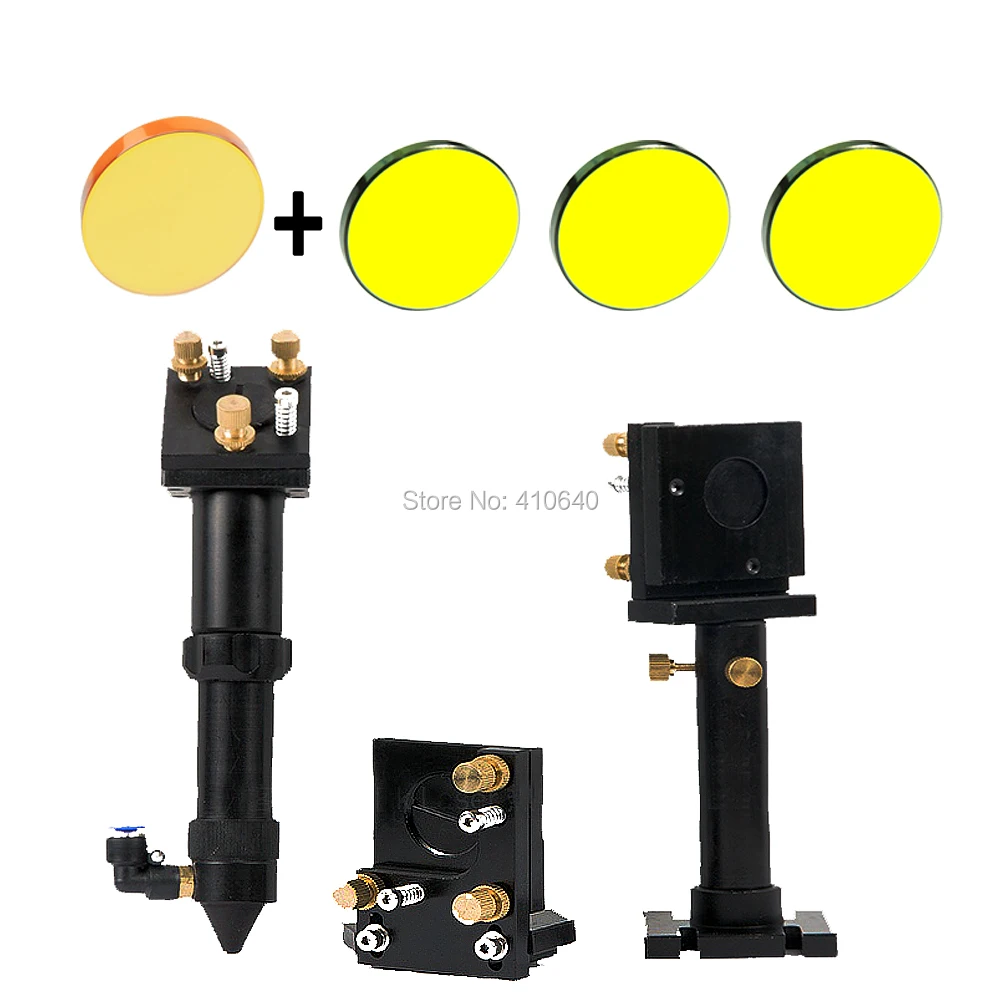 Full Set of Laser Head Laser Len Support Laser Reflection Mirror Holder with 3 Reflective Mirror and 1 Focus Len Co2 Laser Head