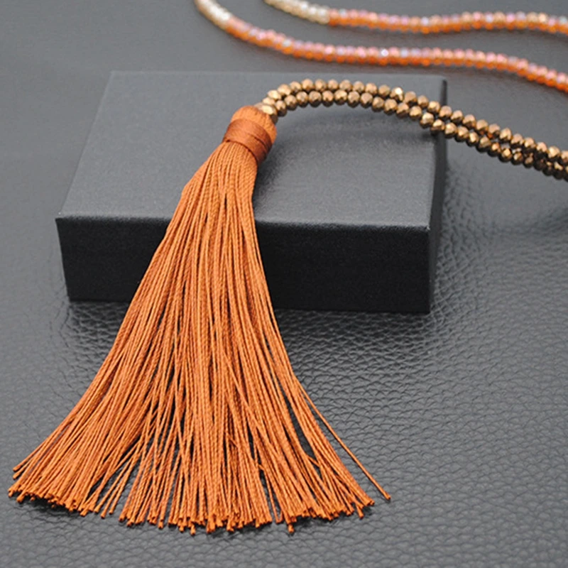 YDGY2019 New 10-colour silk pendant crystal fringed sweater chain female fringed pendant sweater chain wholesale