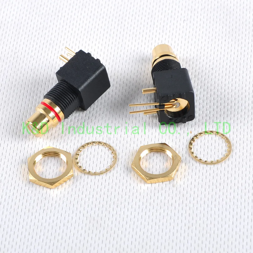 1pair Gold Plate RCA Audio Plug PCB Mount Jack Male Solder Locking Grade Connector