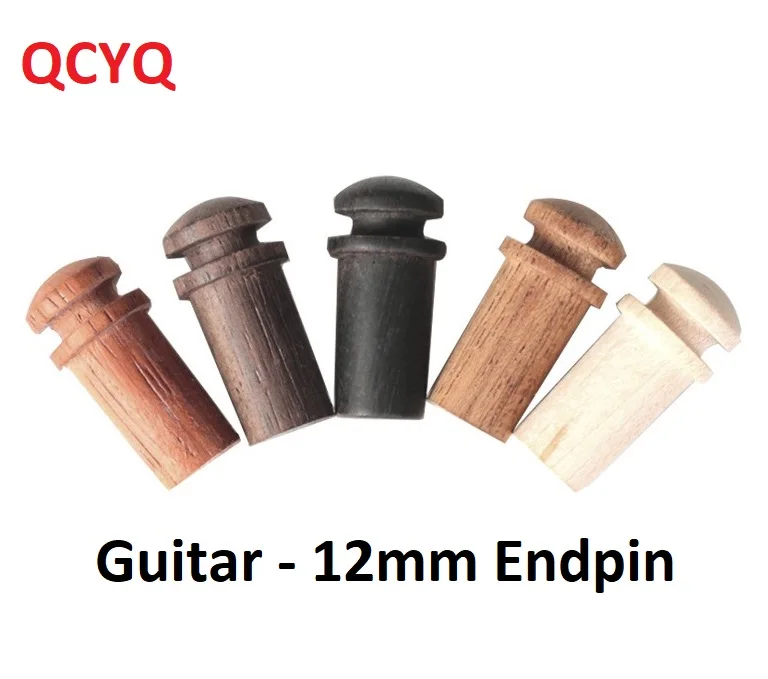 QCYQ Guitar 12mm Endpin with Strap Lock, High End Wood Material - Maple, Mahogany, Rosewood, Ebony