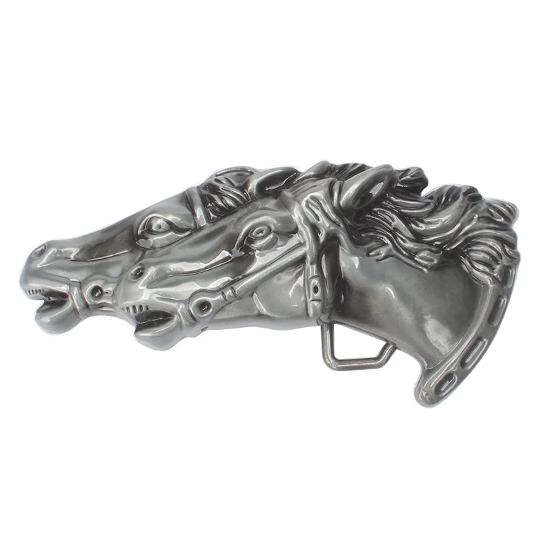 Double Row Horse Head Belt Buckle For Men Cowboy Alloy Accessories