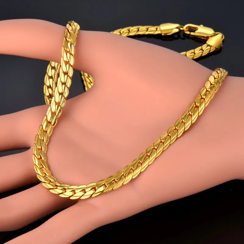 Vintage Flat Snake Chain Necklaces Male Gold Color Stainless Steel Golden Neck Chains For Men Punk Jewelry Dropshipping XL681