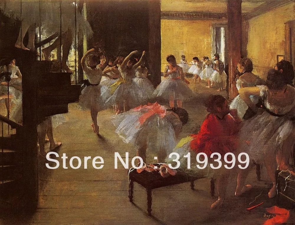 100% handmade Oil Painting Reproduction on Linen Canvas,The Dance Class by edgar degas,Free  Shipping,Museum quality