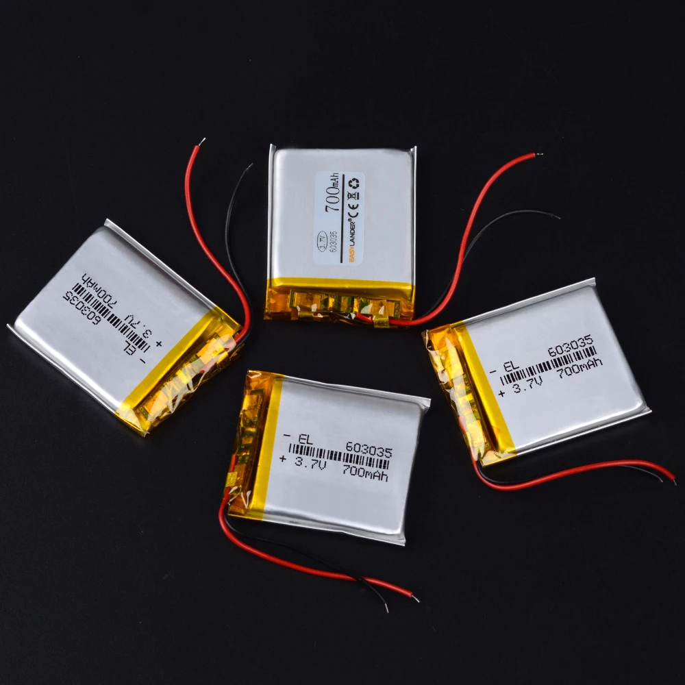 Polymer battery 700 mah 3.7 V 603035 smart home Li-ion battery for dvr GPS mp3 mp4 video recorder