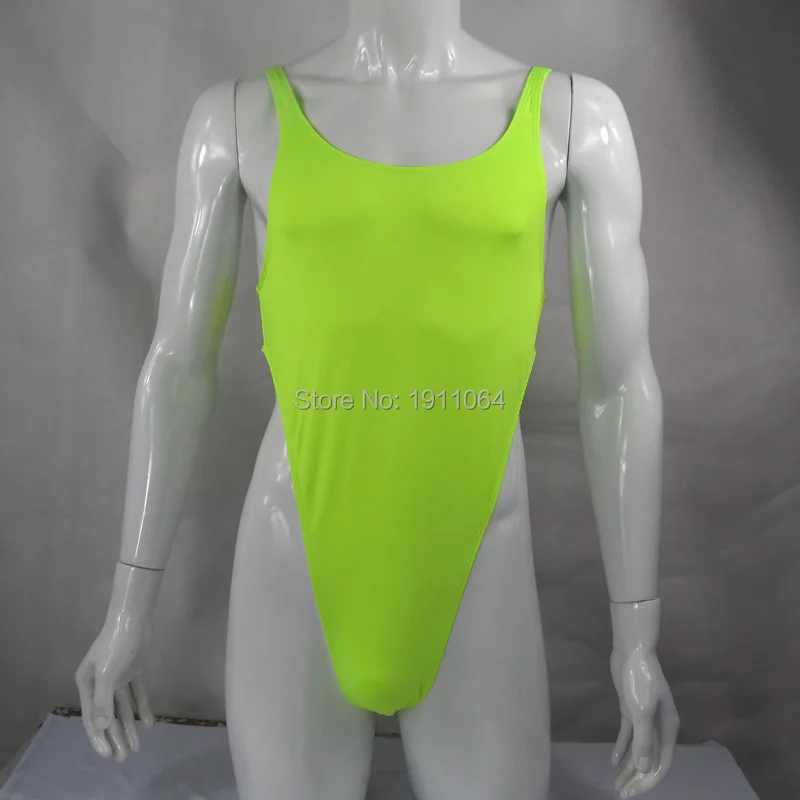 Mens Thong Bodysuit Stretchy High Cut Racer Back Jersey Spandex G428B