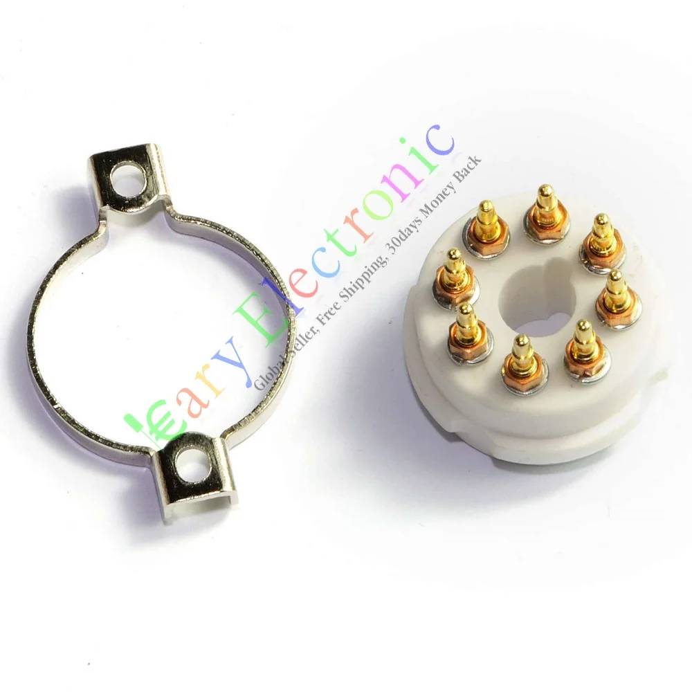 Wholesale and retail 20pc GOLD 8pin Ceramic vacuum tube socket octal valve For KT88 EL34B 6550 audio free shipping