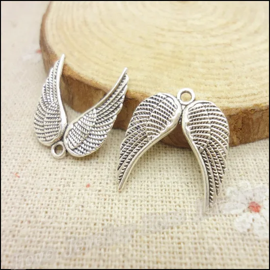 

75pcs Vintage Charms Wing Pendant Antique silver Fit Bracelets Necklace DIY Metal Jewelry Making