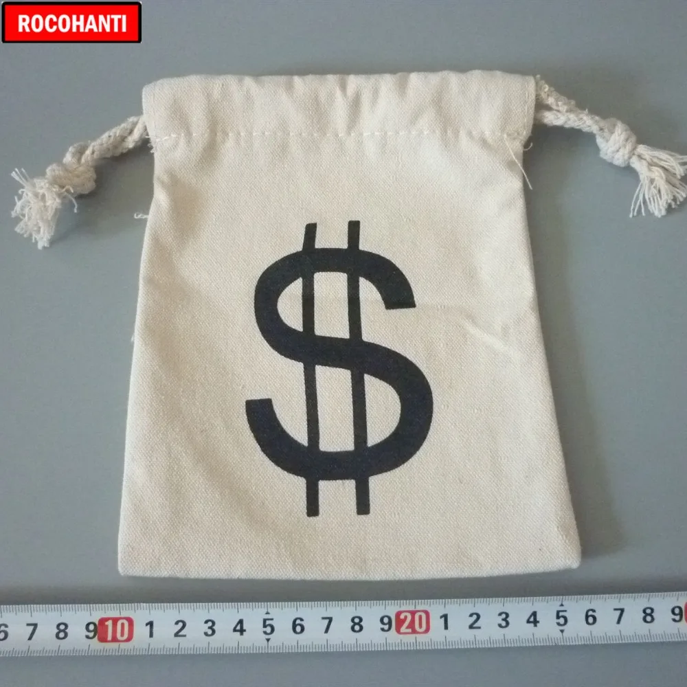 1 Piece Natural Color $ Dollar Bag Black White Gift Bag Cotton Canvas Drawstring Pouch Wedding Christmas Favor Bolsos Canva
