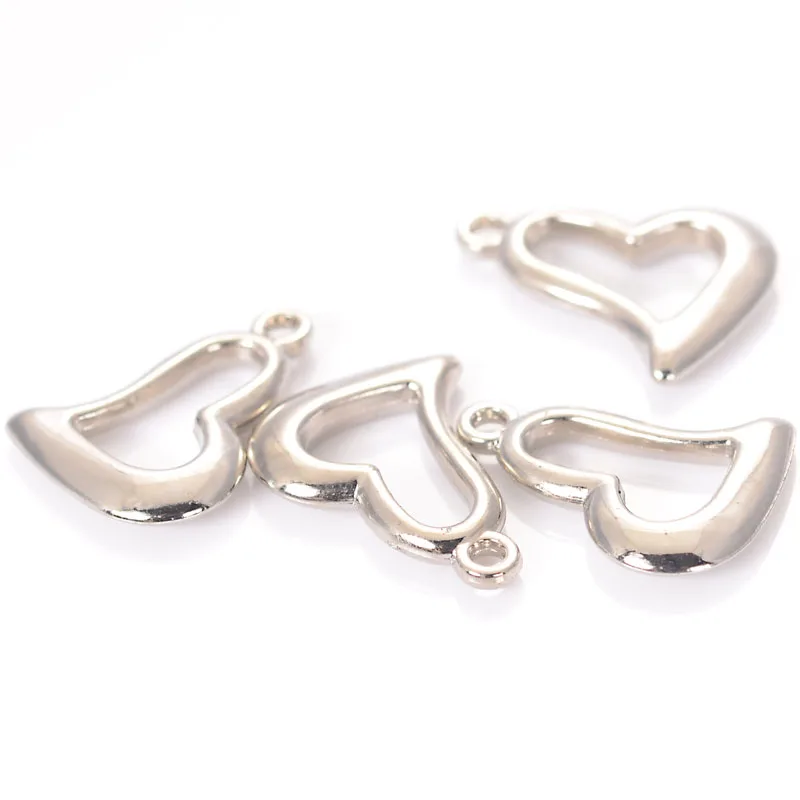 Misaol 17x22MM Silver Plated Acrylic Copper Cost Heart Charm Beads For Women Diy Bracelet Bangle Jewelry Making