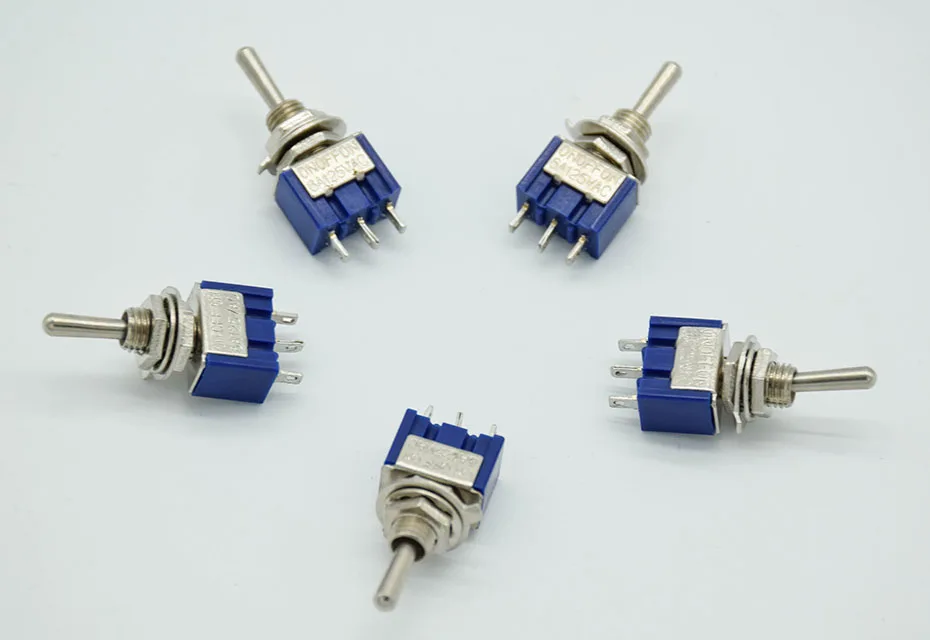 5Pcs ON-OFF-ON 3 Pin 3 Position Mini Latching Toggle Switch SPDT AC 125V/6A 250V/3A
