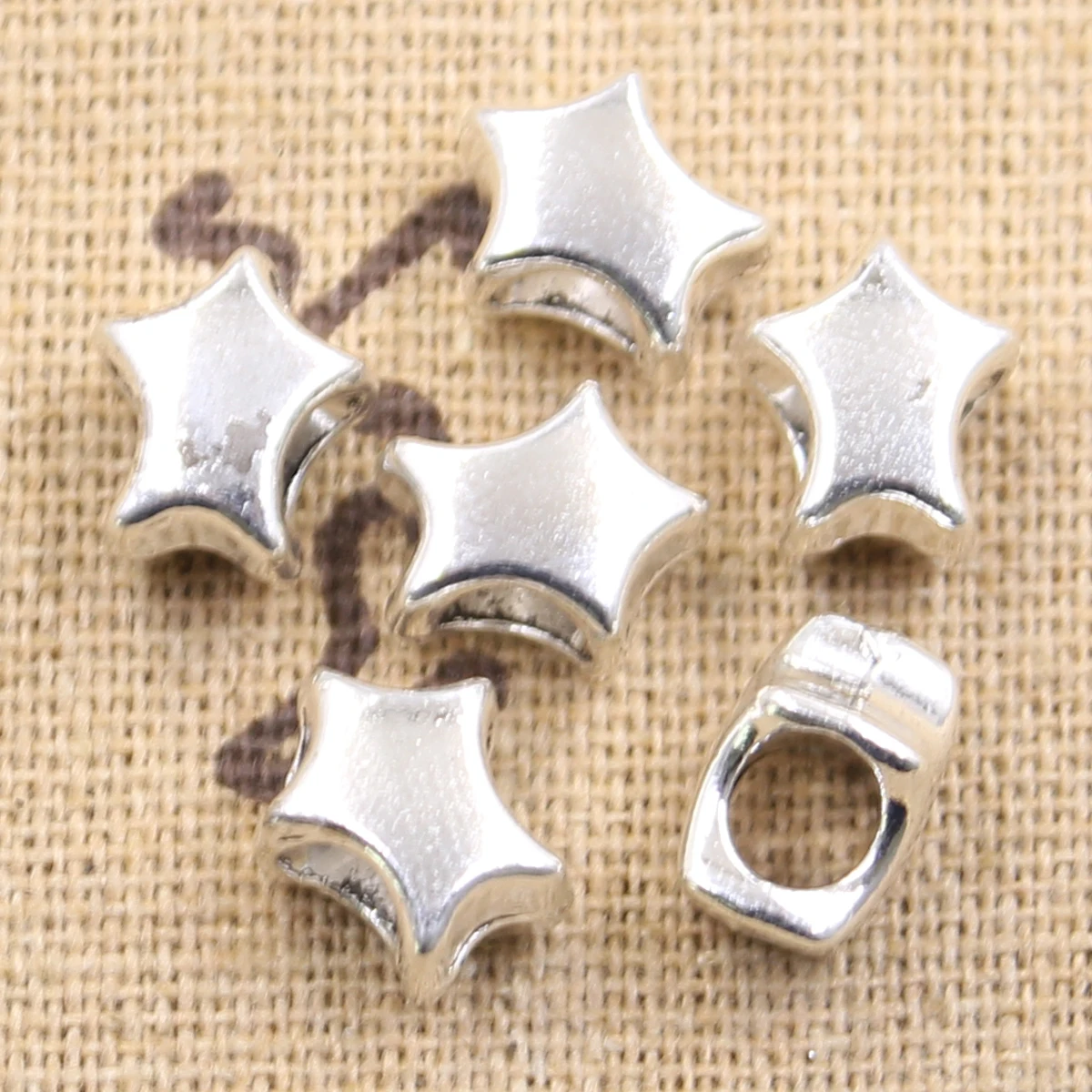 20pcs 11x7x9mm Star Starfish 4.5mm Big Hole Antique Silver Color Beads Charms Fits Diy Charms Bracelet Jewelry Beads