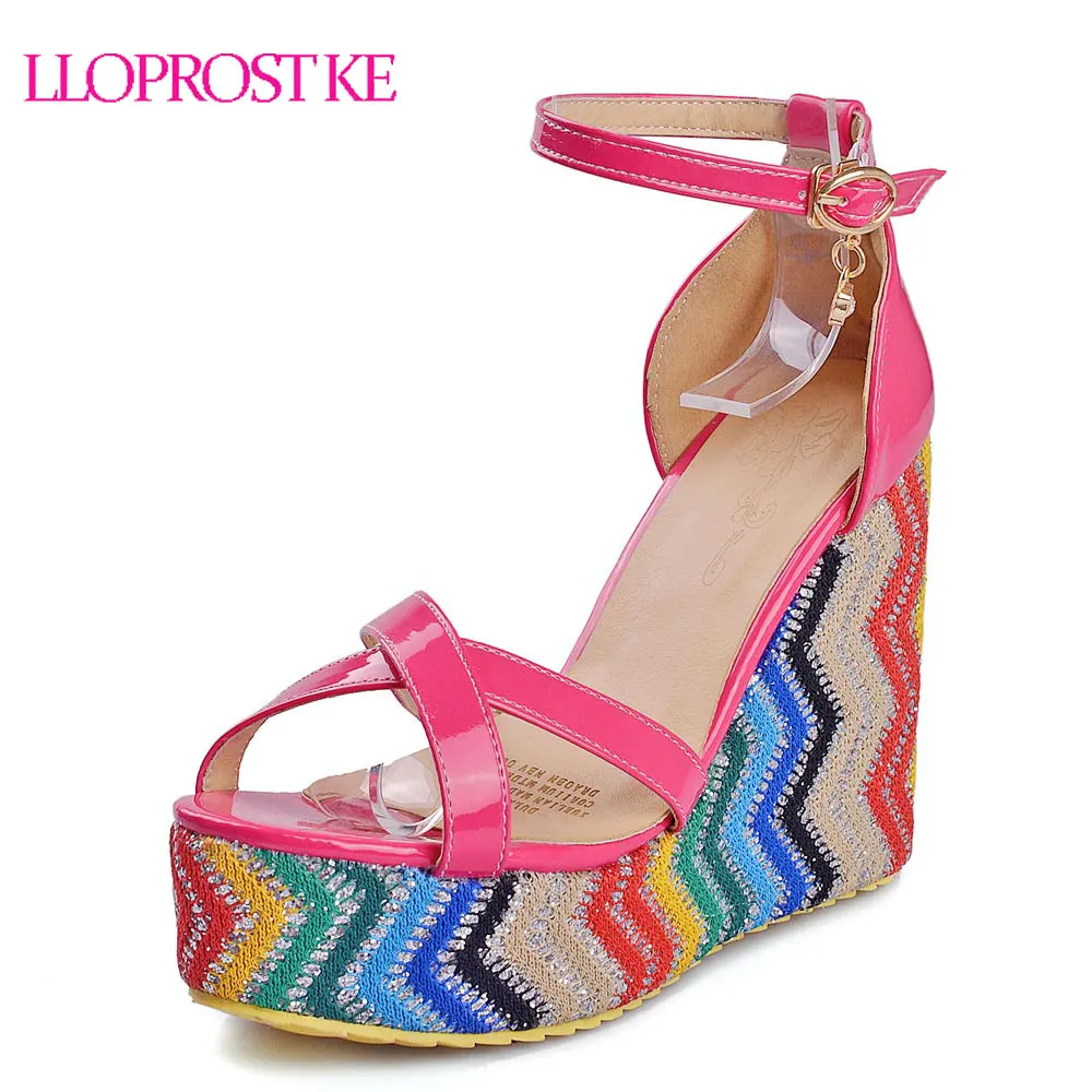 

Lloprost ke Ankle Straps Ladies Shoes Women Sandals Summer Open Toe Fashion Platform High Heels Wedge Sandals Female MY397