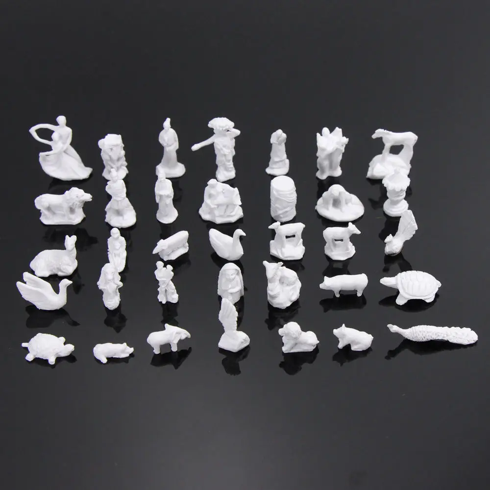 35pcs N Scale 1:160 Statue Sculpture Animals Model Train Railway Architecture Model GY06150