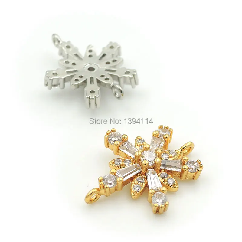 20*15*3mm Micro Pave Clear CZ Snowflake Connector Fit For Women As DIY Bracelets Accessory