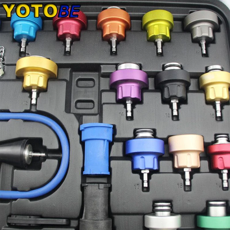 27pcs Universal Radiator Pressure Tester Kit Cooling System Tester Water Tank Leakage Tester Water Tank Leakage Tester