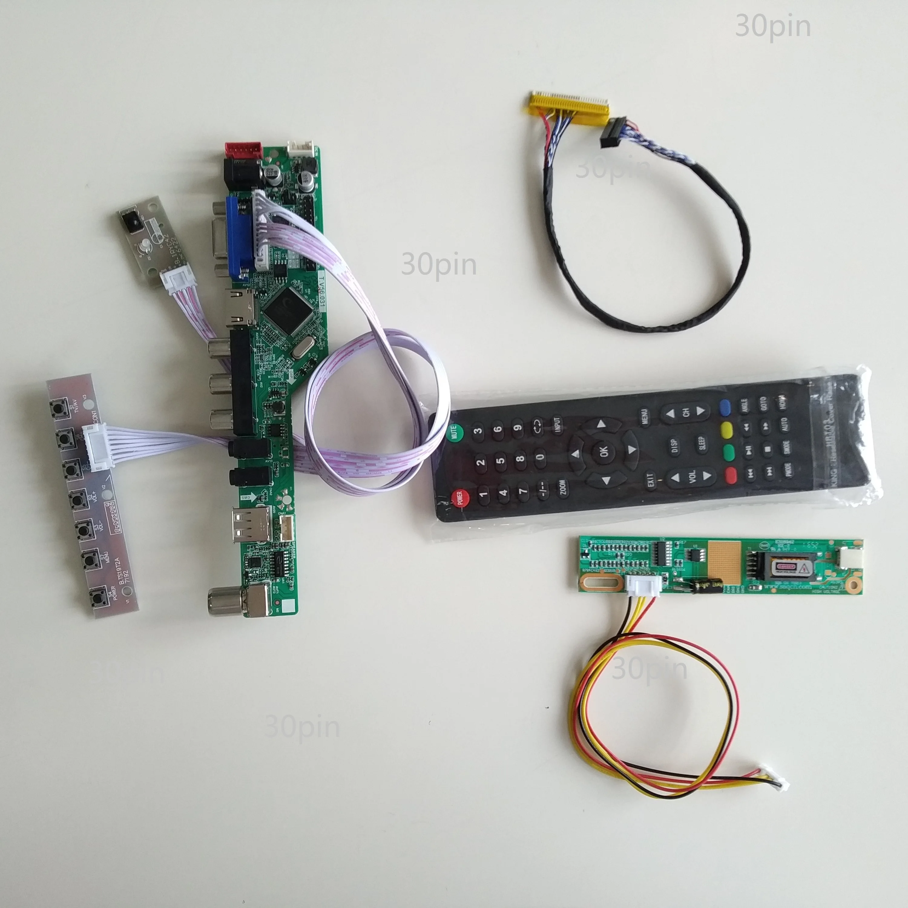 TV56  AV VGA USB TV LCD LED Controller board kit 30pin DIY For LP154WX4(TL)(A1)/LP154WX4-TLA2 1280X800 15.4