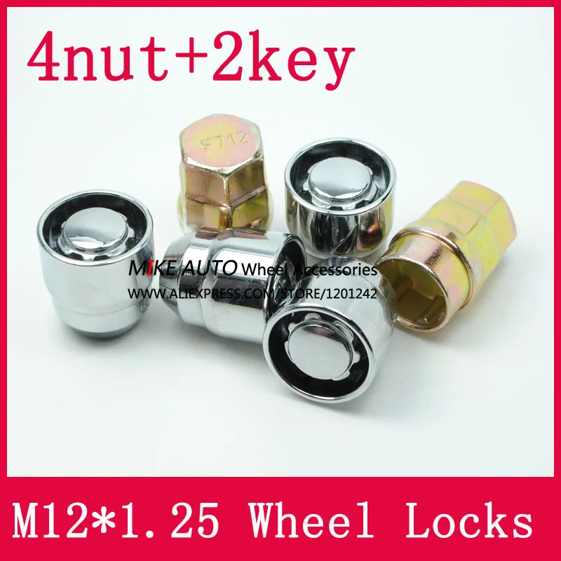 4Nuts+2keys M12x1.25 1.25 Wheel Locks Lug Nuts Anti theft Security Nut Fit For Subaru Forester Outback Legacy Impreza LS010-06