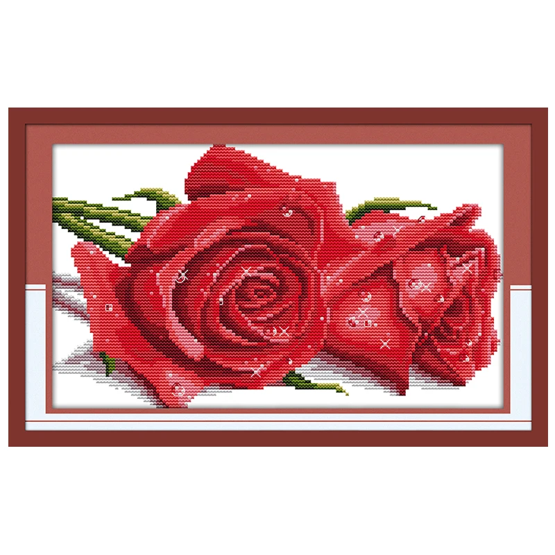 Rose Lover Patterns Counted Cross Stitch Set DIY 11CT 14CT 16CT Stamped DMC Cross-stitch Kit Embroidery Needlework Home Decor