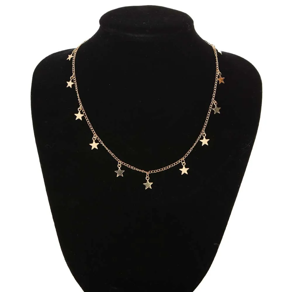 European And American Style Women\'s Necklace Simple Clavicle Chain Personality Five-pointed Star Love New Gift Wholesale