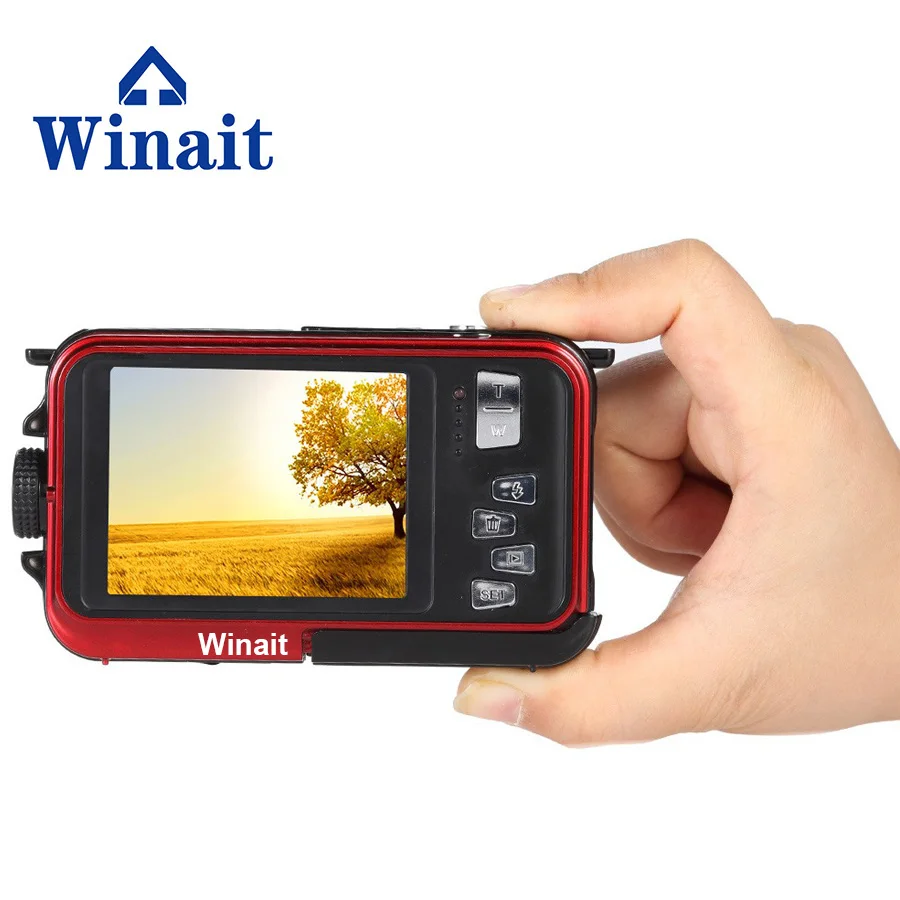 

Winait Super 24Mp Fashion Digital Camera 1080P Full HD Video 2.7"+1.8" Dual Screen 3M Waterproof Camera 16X Digital Zoom