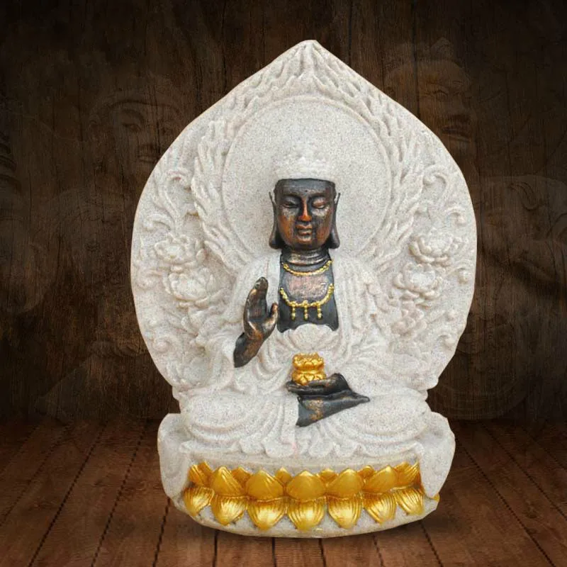 

Buddhist Statue New Sandstone Southeast Asia Buddha Statue Home Resin Feng Shui Ornaments Crafts Holiday Gift