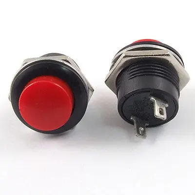 

AC 125V/6A 250V/3A 2 Pin SPST Off/(On) NO Momentary Red Push Button Switch