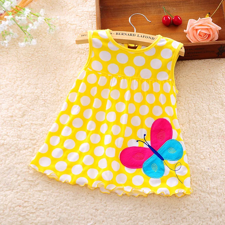 

Newborn Baby Toddlers Kids Girl Solid Dress Butterfly Sleeveless Dot Casual Cute Dresses 1-5Y Children Lovely New born Clothing