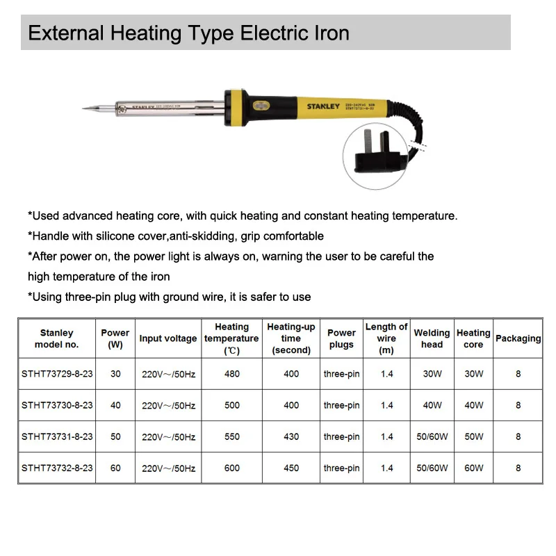 Stanley 1 piece excellent quality external heating electric soldering iron irons with stand 30W 40W 50W 60W welding tools