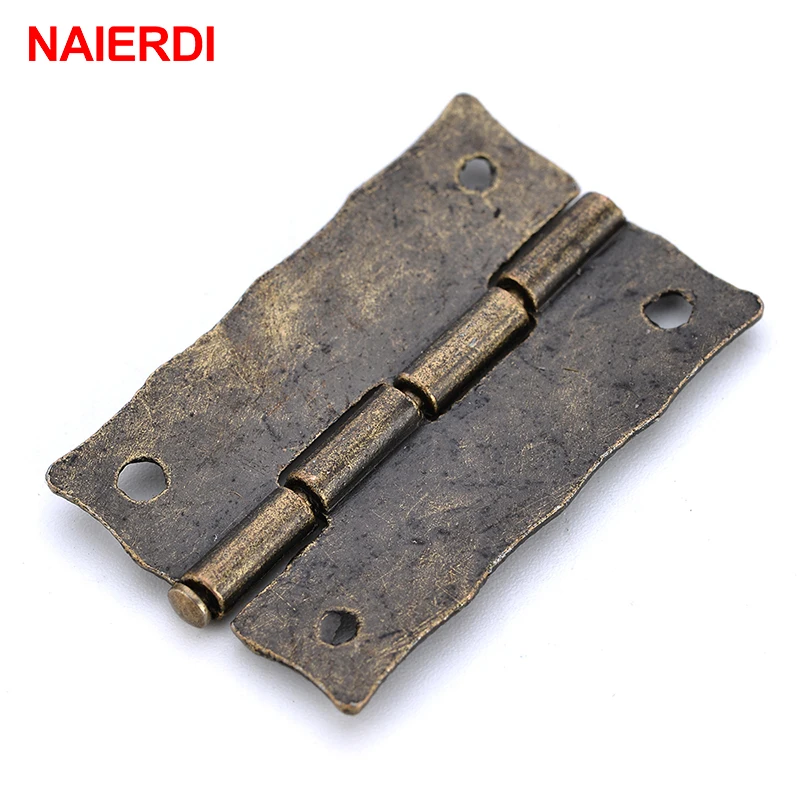 10PCS NAIERDI Antique Bronze Hinges Cabinet Door Drawer Decorative Mini Hinge For Jewelry Storage Wooden Box Furniture Hardware