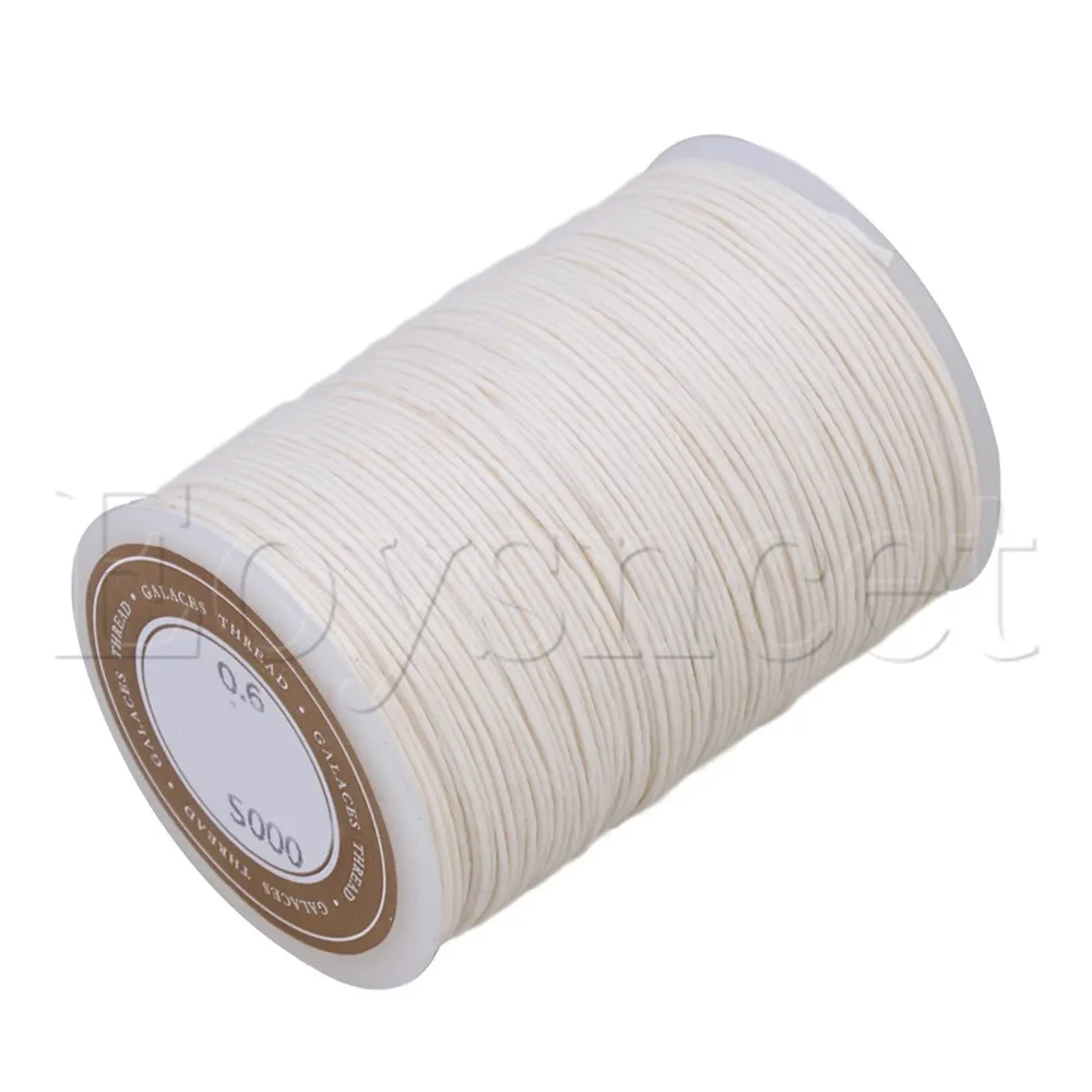 0.6mm Dia 95m White Ramie Waxed Cord Wax Thread Linen for Crafts Sewing