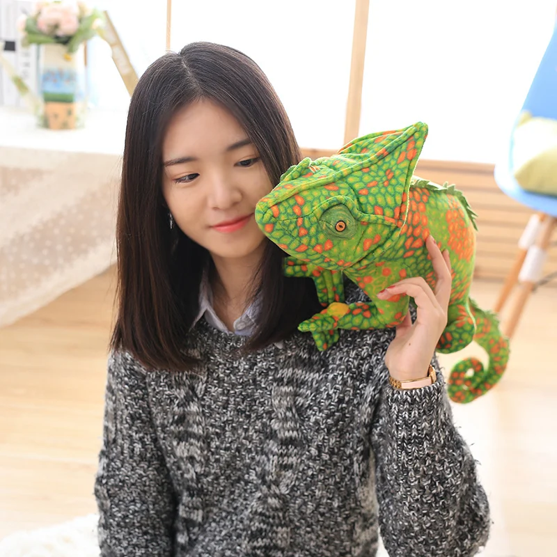 new plush simulation green&red chameleon toy creative lizard doll gift about 69x28cm 2733