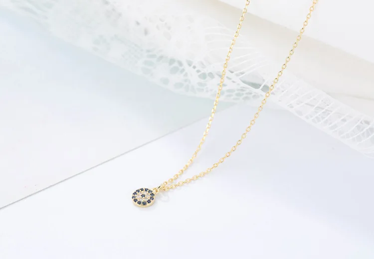 925 Stamp Silver Color Eyes Of Evil Necklaces Pendants Women Blue Cubic Zircon Wedding Necklaces&Pendants Jewelry image 4
