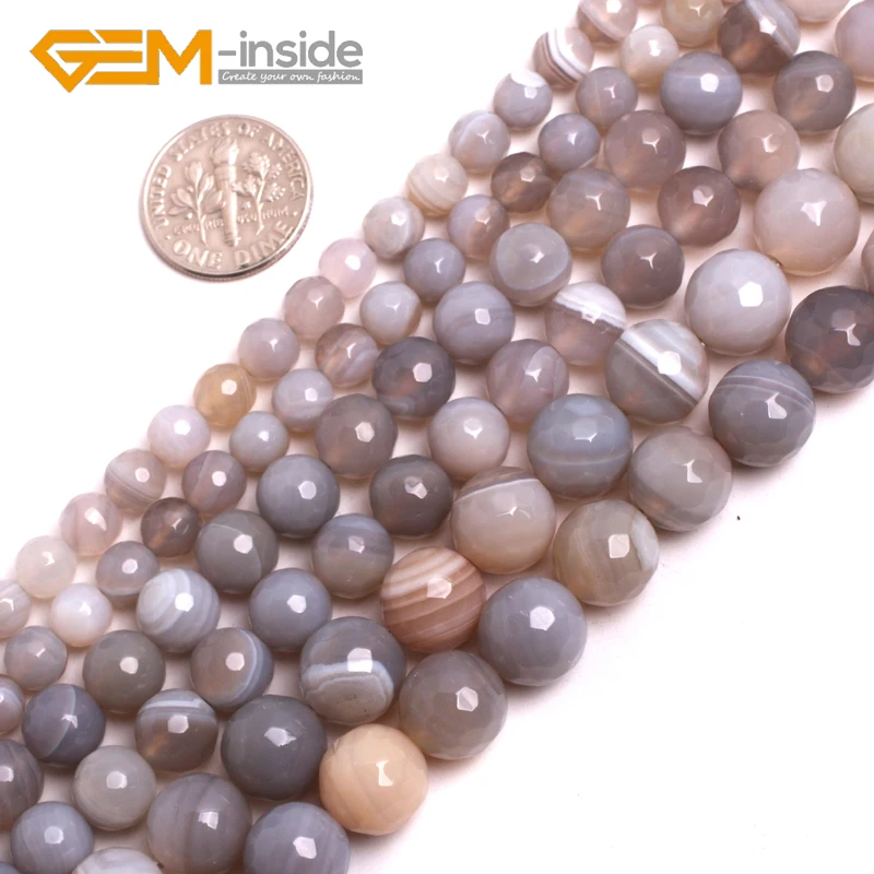 

Natural Botswana Grey Faceted Agates Beads Natural Stone Beads Loose Bead For Bracelet Making Strand 15 inches DIY Wholesale