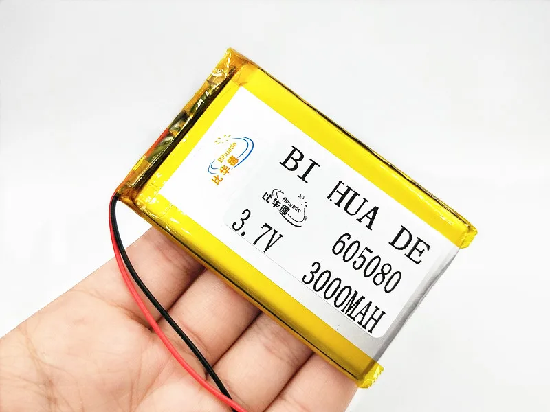 3.7V 3000mAh 605080 PLIB polymer lithium ion / Li-ion Rechargeable battery for DVD Tablet GPS Electric Toys electronic products