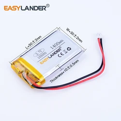 JST2.0 2pin 103050 3.7V 1400mah Rechargeable Lithium Li-ion Polymer Battery 983050 Batteries