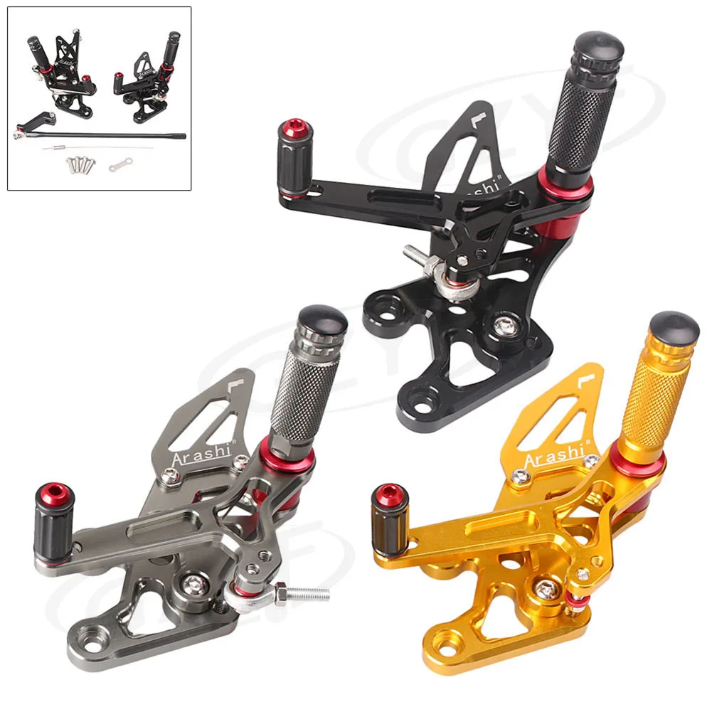 Motorcycle Adjustable Shift Foot Pegs Rear Set Footrests Bracket Kit For Yamaha FZ8 & FZ1 All Years