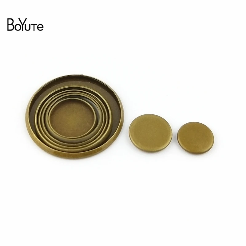 BoYuTe (100 Pieces/Lot) Round 8-10-12-14-16-18-20-25MM Cabochon Base Antique Bronze Diy Blank Tray Bezel Settings