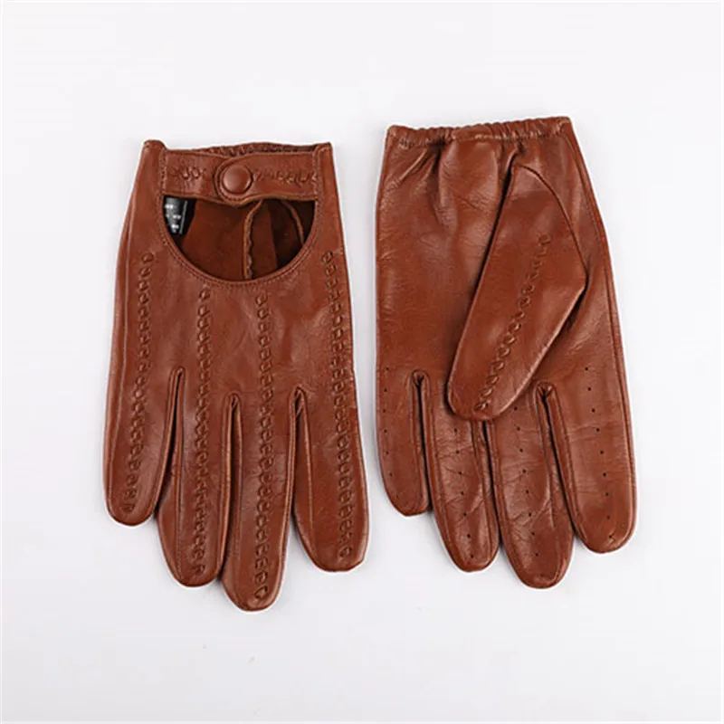 Genuine Leather Gloves Male Unlined Imported Sheepskin Men Driving Locomotive Mittens Spring Autumn Breathable M063N