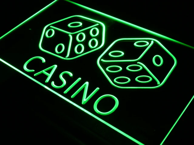 i347 Casino Dice Lucky Game Bar Pub LED Neon Light Light Signs On/Off Switch 20+ Colors 5 Sizes