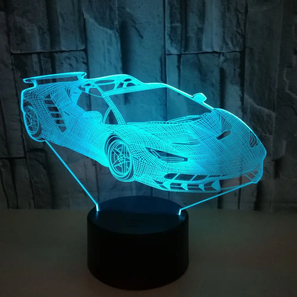 

Acrylic Sports Car Design 3d Lamp Led Colorful Touch Remote Control Usb 3d Night Light Usb Led Kids Lamp