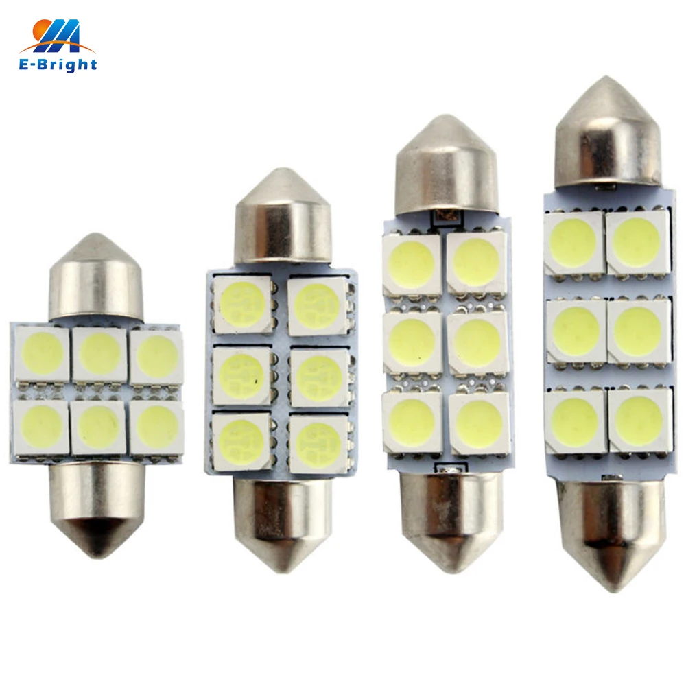 

YM E-Bright 100PCS C5W 5050 6 SMD 31mm/36mm/39mm/41mm Festoon Dome LED Light Bulbs Car Door Light Dome Light Roof Light Mix Size