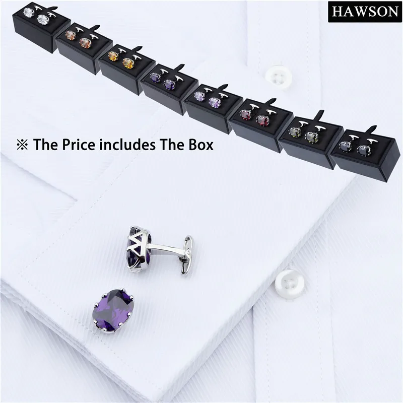 HAWSON Wholesale Cufflinks for Men Luxury Multi Colors Stone Cuff Links for French Shirt Jewelry Accessories with Box